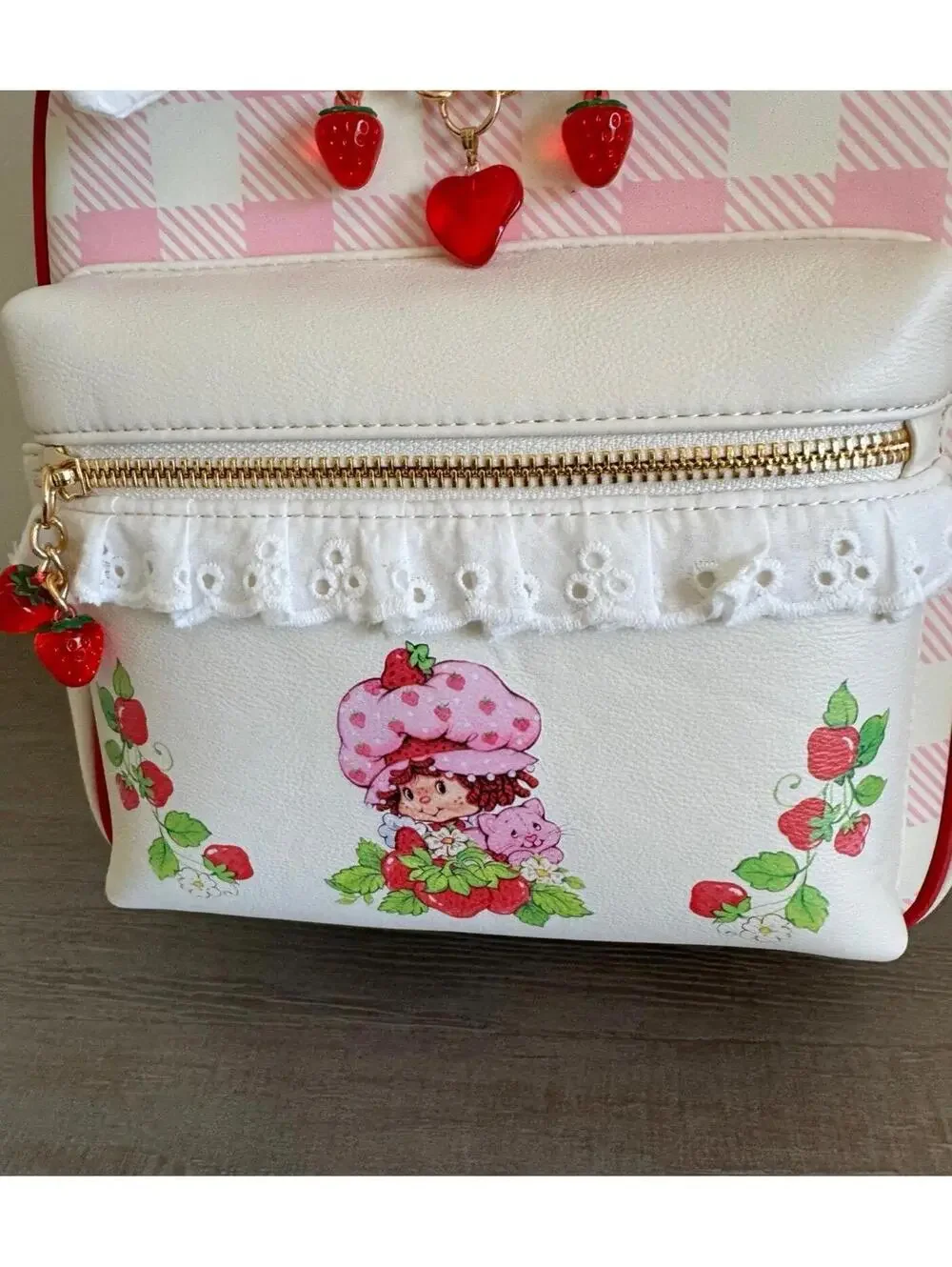 Bioworld Strawberry Shortcake Gingham Bow Mini Backpack